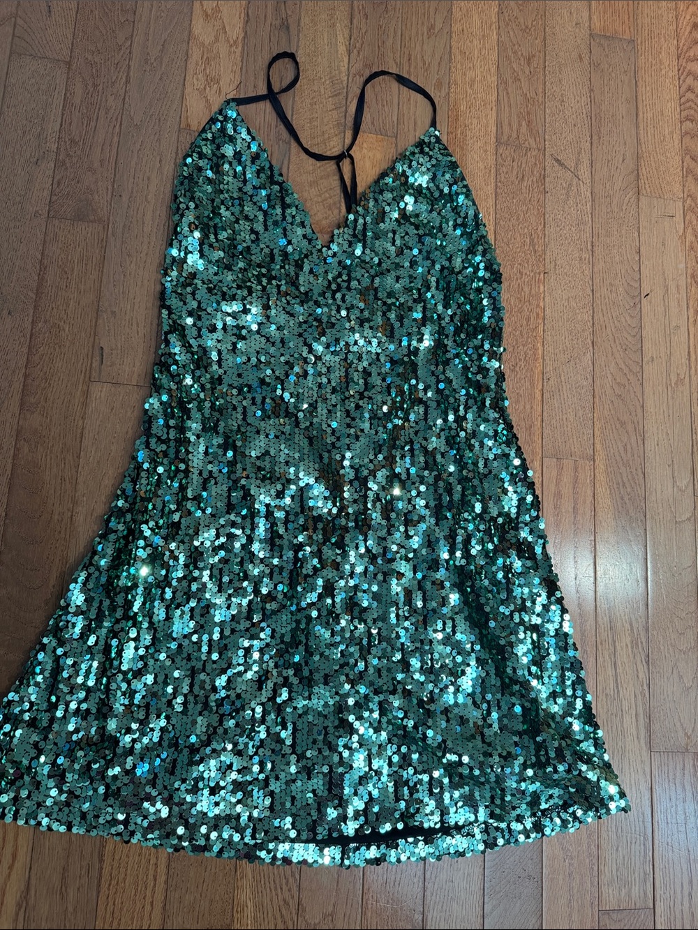 Lulu's Emerald Green Sequin Slip Mini Dress Size Small